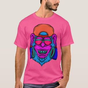 Monkey DJ Zookeeper Music Lover Primat Retro 80'S T-Shirt