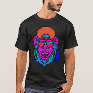 Monkey Dj Zookeeper Music Primat Retro 80er Jahre T-Shirt