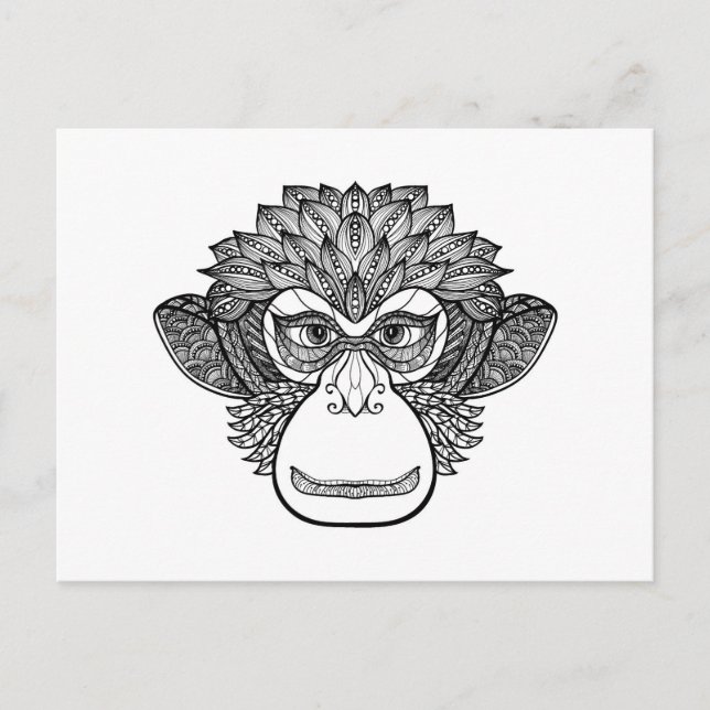 Monkey Doodle Face Postkarte (Vorderseite)
