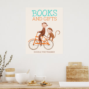 Monkey Double Trouble Twins Baby Books Geschenke S Poster