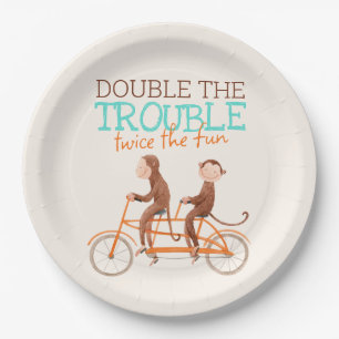 Monkey Double Trouble Twins Dusche Begrüßungszeich Pappteller
