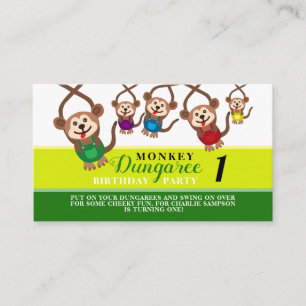 Monkey Dungaree, Kinder-Geburtstagsparty Begleitkarte