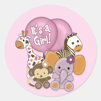 Monkey Elephant Baby Shower CJ-O Sticker Siegel