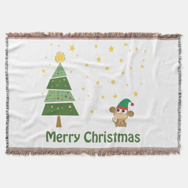Monkey Elf Christmas Scene Decke (Vorderseite)