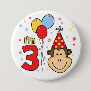 Monkey Face 3. Geburtstag Button