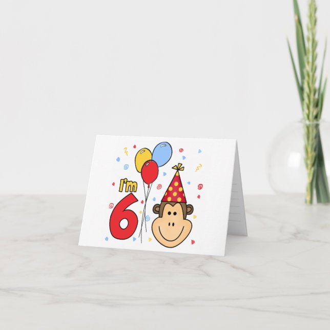 Monkey Face 6. Geburtstag Einladung (Vorderseite)