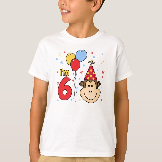 Monkey Face 6. Geburtstag T-Shirt (Vorderseite)