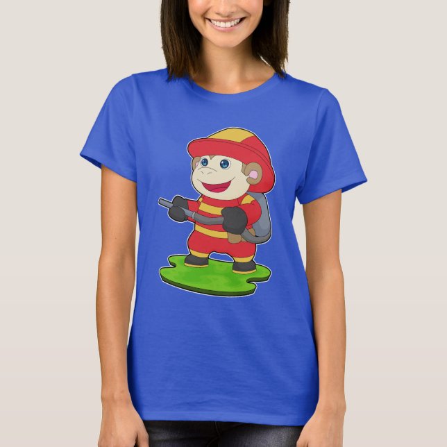 Monkey Firefighter Fire Department T-Shirt (Vorderseite)