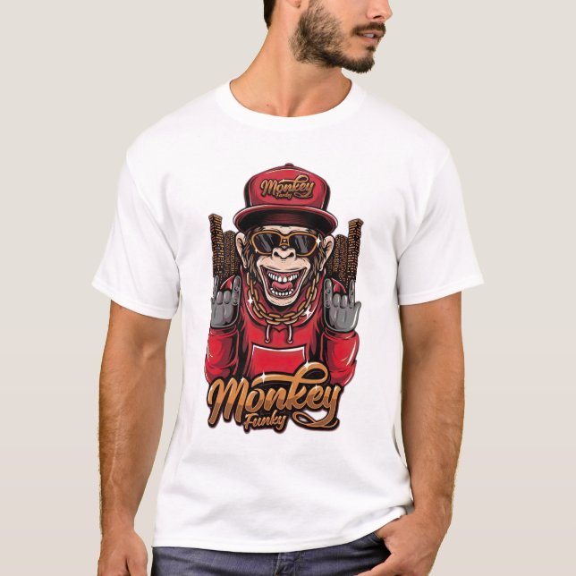 Monkey Funky T-Shirt - Cooles Hip Hop Monkey Grafi (Vorderseite)