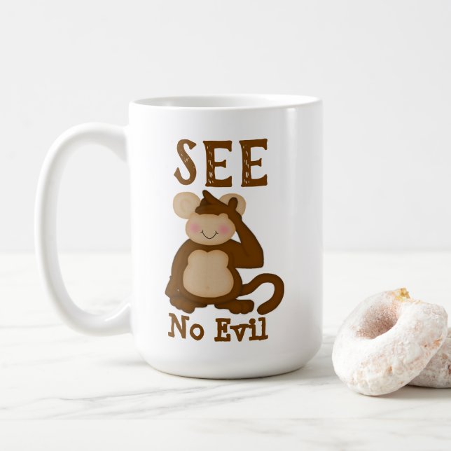 Monkey Funny See No Evil Tasse (Mit Donut)