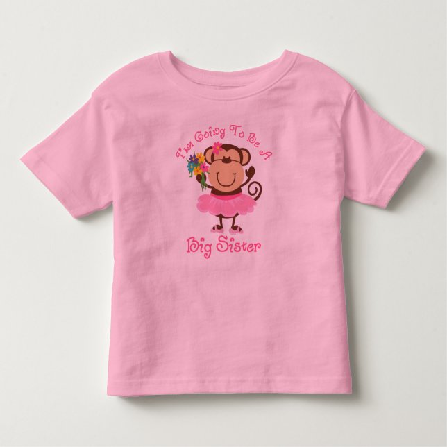 Monkey Future Big Sister Kleinkind T-shirt (Vorderseite)