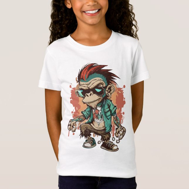 Monkey Gangster Cartoon Girls' Fine Jersey T - Shi T-Shirt (Vorderseite)