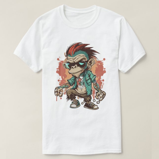 Monkey Gangster Cartoon Herren Basic T - Shirt (Design vorne)