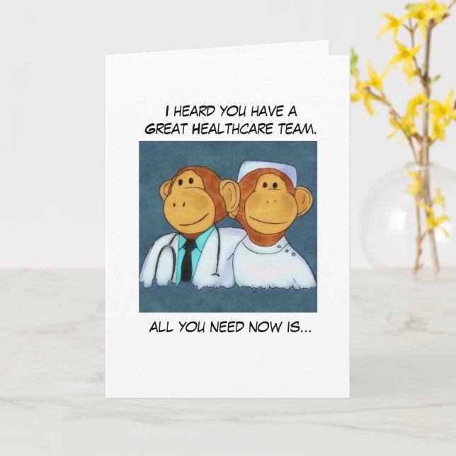 Monkey Get Well Card Karte (Gelbe Blume)