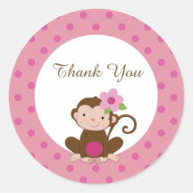 Monkey Girl Baby Shower Gefallen Tags Sticker