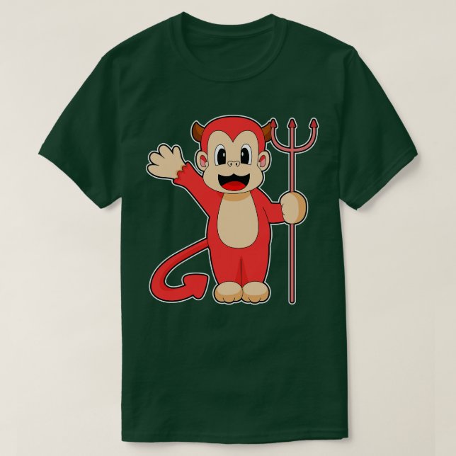 Monkey Halloween Devil Trident T-Shirt (Design vorne)