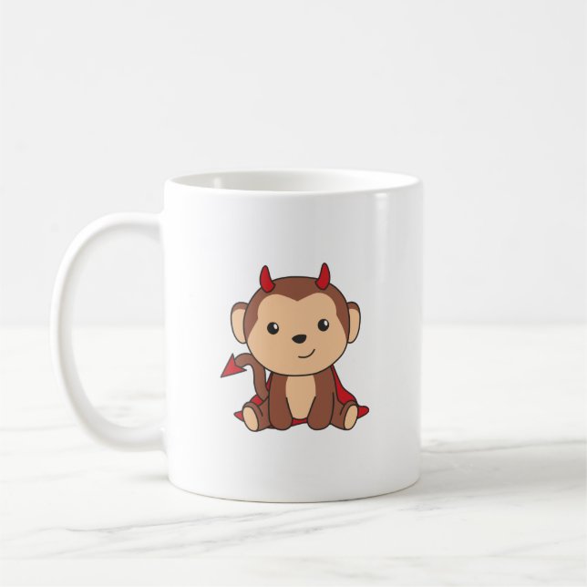 Monkey Halloween Niedlicher Teufel Kinder Hexen Ko Kaffeetasse (Links)