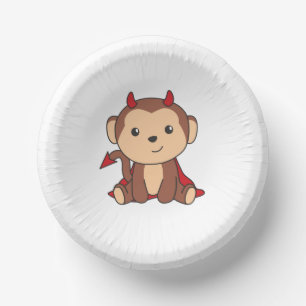Monkey Halloween Niedlicher Teufel Kinder Hexen Ko Pappteller