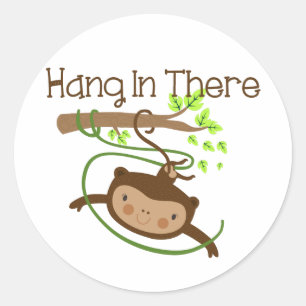 Monkey Hang in There Runder Aufkleber