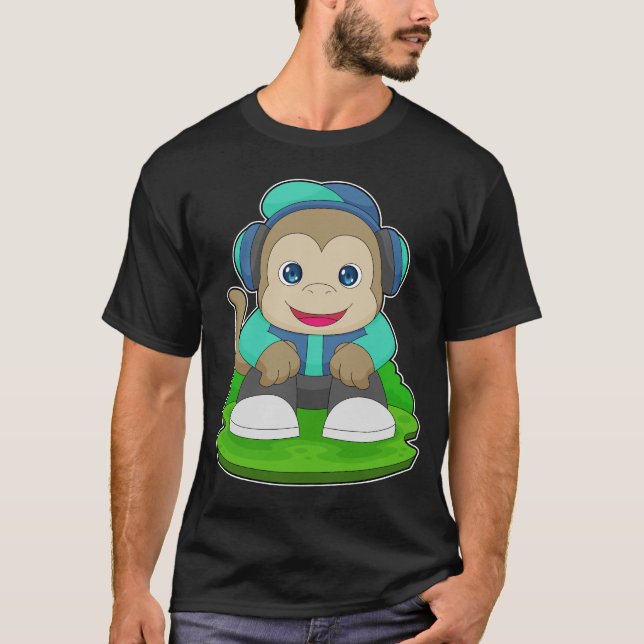 Monkey Headphone Music T-Shirt (Vorderseite)