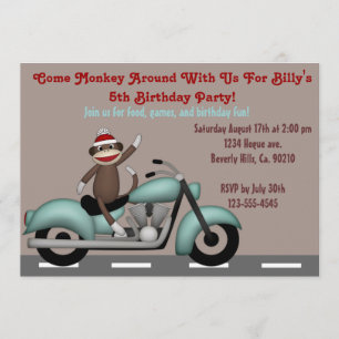 Monkey herum Motorrad-Geburtstag Einladung