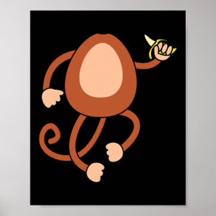 Monkey Holding Banana Kostüm Spaß leicht Halloween Poster