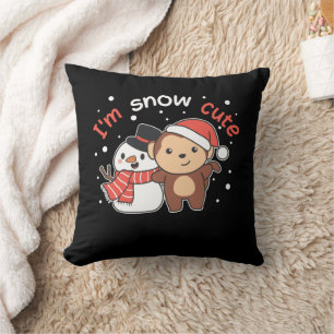 Monkey I Love You Snow Much Snowman Pun Kissen