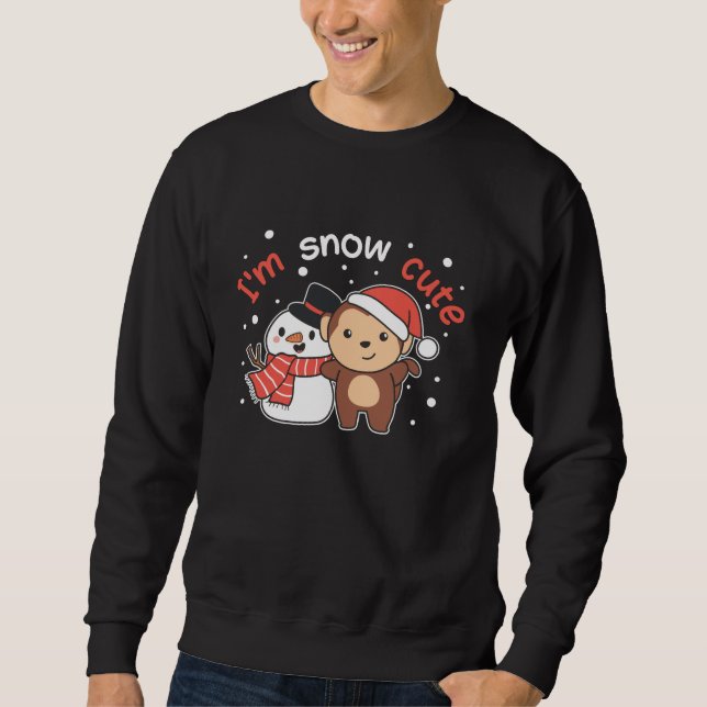 Monkey I Love You Snow Much Snowman Pun Sweatshirt (Vorderseite)