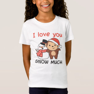 Monkey I Love You Snow Much Snowman Pun T-Shirt