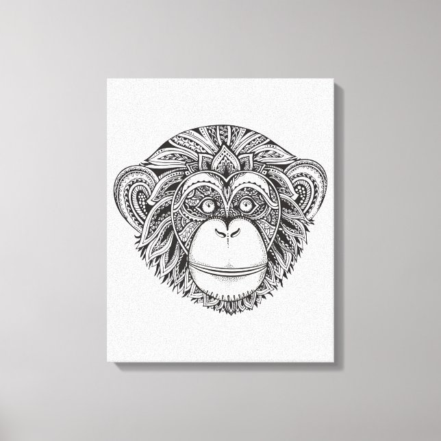 Monkey Illustartion Doodle 6 Leinwanddruck (Vorderseite)