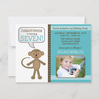 Monkey-ing rund um Geburtstagsparty Invite (blau) Einladung