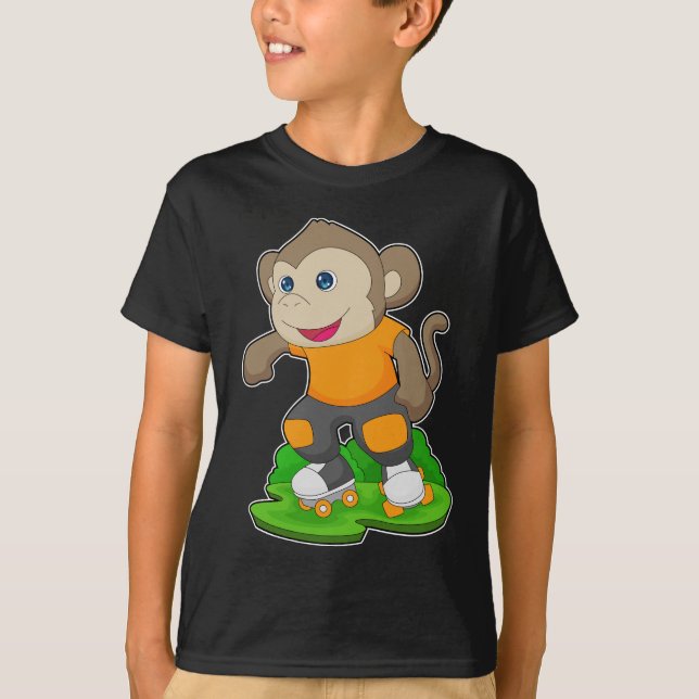Monkey Inline Skaten Roller Skate T-Shirt (Vorderseite)