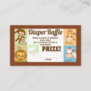 Monkey Jungle Diaper Raffle Tickets 100pk Begleitkarte