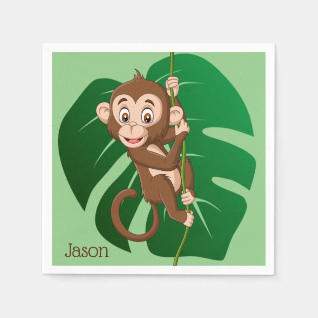 Monkey Jungle Leaf Design Serviette (Vorderseite)