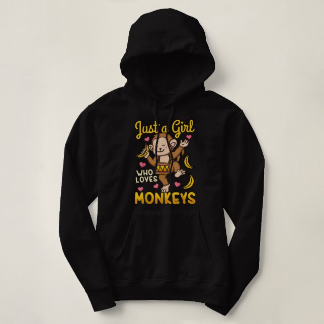Monkey Just a Girl Who Loves Monkey Chimp Ape  Hoodie (Design vorne)