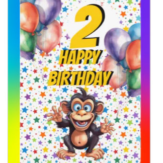 Monkey Kindergeburtstag Balloons Card Karte