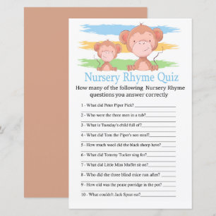Monkey Kinderzimmer Rhyme Quiz Babyduschenspiel