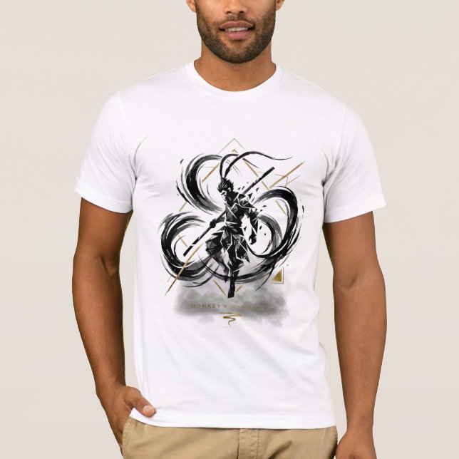 Monkey King Spirit Ink Sturm T-Shirt (Vorderseite)