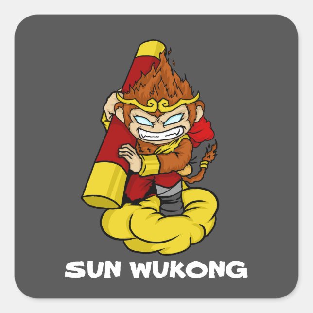 MONKEY KING SUN WUKONG QUADRATISCHER AUFKLEBER (Vorderseite)