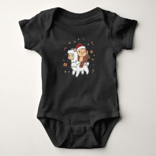 Monkey Lama Weihnachtsschnee Wintertiere Baby Strampler
