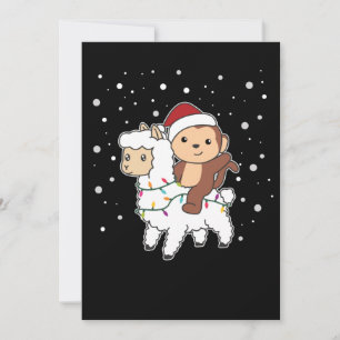 Monkey Lama Weihnachtsschnee Wintertiere Feiertagskarte