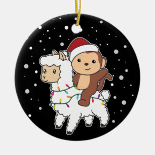 Monkey Lama Weihnachtsschnee Wintertiere Keramik Keramik Ornament