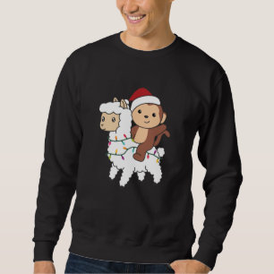 Monkey Lama Weihnachtsschnee Wintertiere Sweatshirt