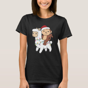 Monkey Lama Weihnachtsschnee Wintertiere T-Shirt