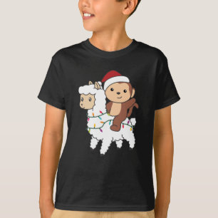 Monkey Lama Weihnachtsschnee Wintertiere T-Shirt