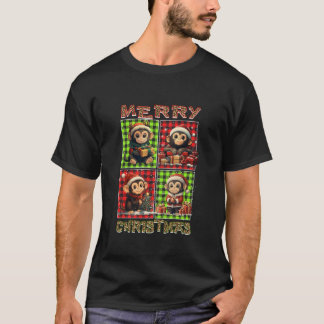 Monkey Leopard Buffalo Karierte Tiere Lover Merry T-Shirt