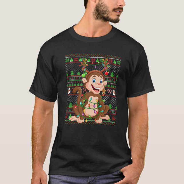 Monkey Lover Family Matching Ugly Monkey Weihnacht T-Shirt (Vorderseite)