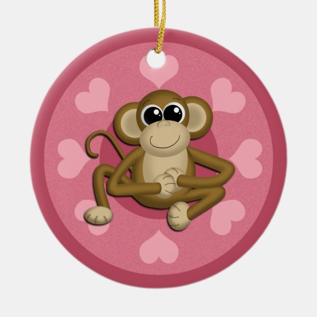 Monkey Me Pink Liebe Keramik Keramik Ornament (Vorne)