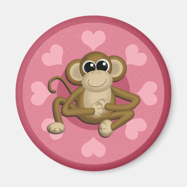Monkey Me Pink-Liebe-Magnet Magnet (Vorne)