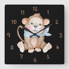 Monkey Mike Wall Clock Quadratische Wanduhr